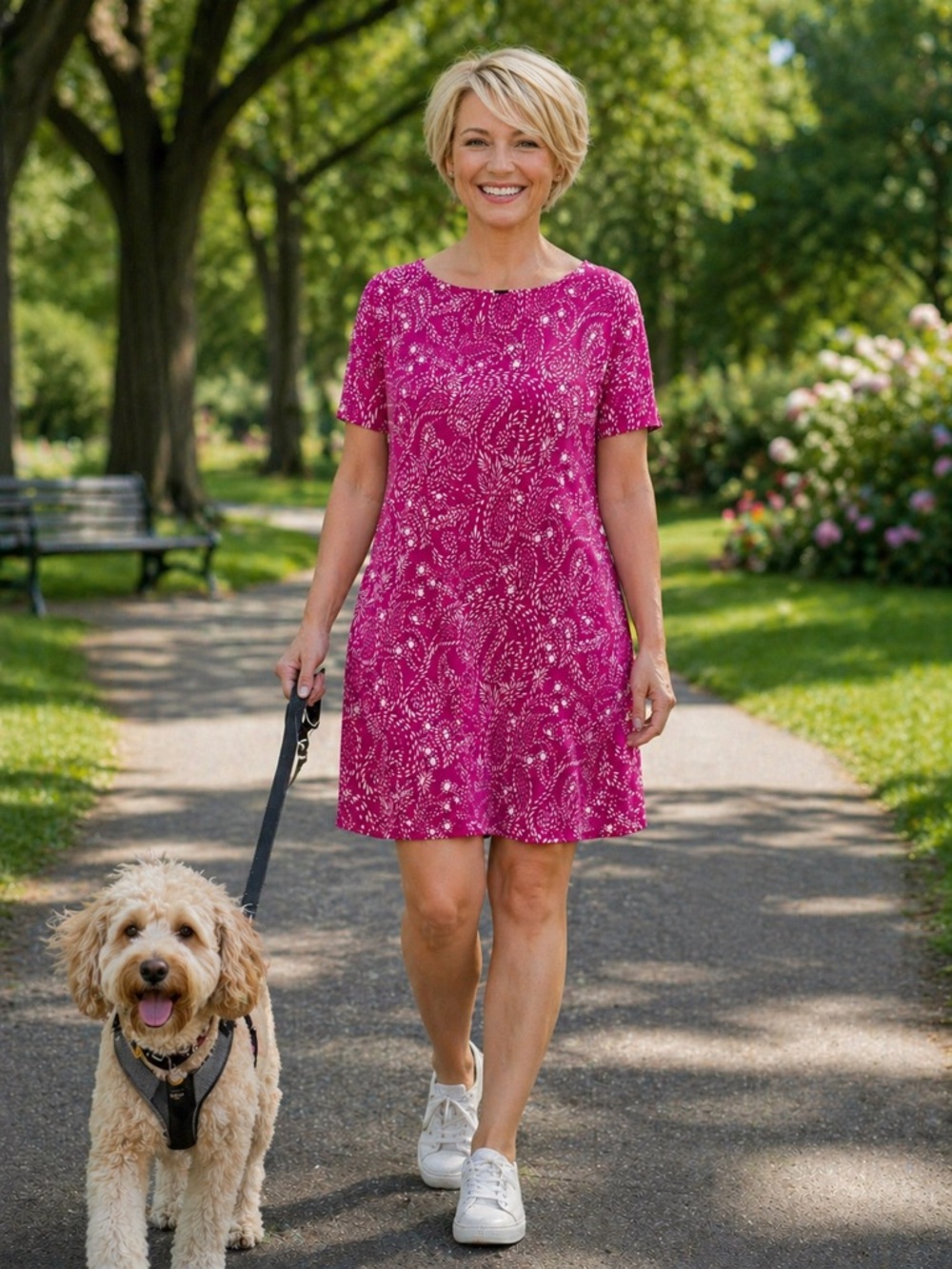 Karen Scott Sport Pink and White Printed dress